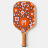 Retro 70er Groovy Daisy Orange Pickleball Schläger (Rückseite)