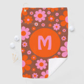 Retro 70er Groovy Daisy Orange Pink Golfhandtuch (Insitu)
