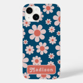 Retro 70er Groovy Daisy Pattern Name Case-Mate iPhone Hülle (Rückseite)