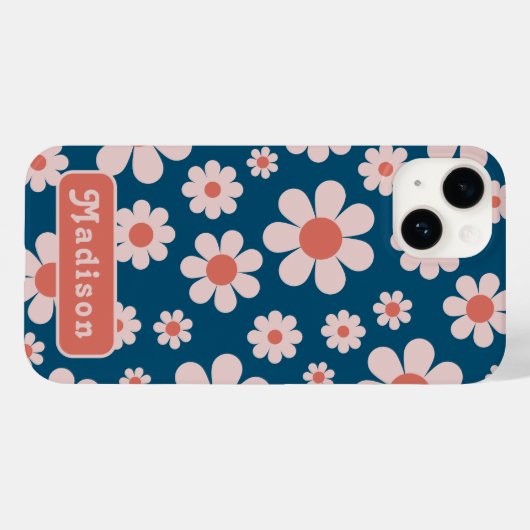 Retro 70er Groovy Daisy Pattern Name Case-Mate iPhone Hülle (Rückseite (Horizontal))