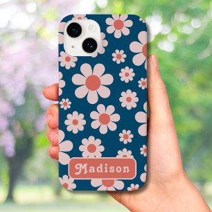 Retro 70er Groovy Daisy Pattern Name Case-Mate iPhone 14 Hülle