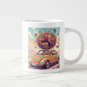 Retro 70er Groovy Flower Power Jumbo-Tasse
