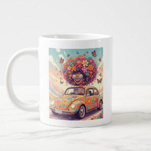 Retro 70er Groovy Flower Power Jumbo-Tasse