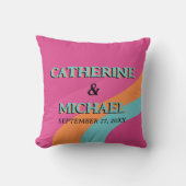 Retro 70er Groovy Fuchsia Fun Wedding Kissen (Vorderseite)