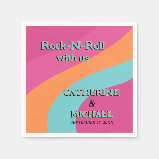 Retro 70er Groovy Fuchsia Fun Wedding Serviette (Vorderseite)