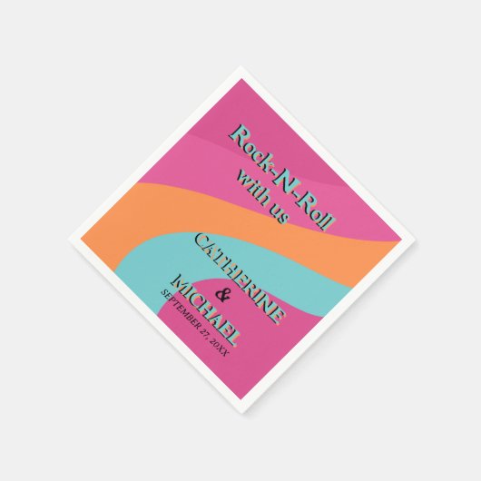 Retro 70er Groovy Fuchsia Fun Wedding Serviette (Ecke)