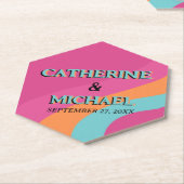 Retro 70er Groovy Fuchsia Fun Wedding Untersetzer (angewinkelt)