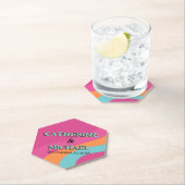 Retro 70er Groovy Fuchsia Fun Wedding Untersetzer (Vor Ort)