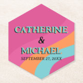 Retro 70er Groovy Fuchsia Fun Wedding Untersetzer (Vorderseite)