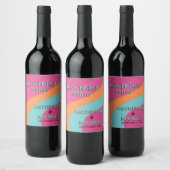 Retro 70er Groovy Fuchsia Fun Wedding Weinetikett (Flaschen)