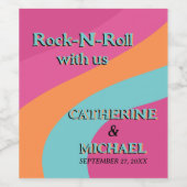 Retro 70er Groovy Fuchsia Fun Wedding Weinetikett (Einzelnes Label)