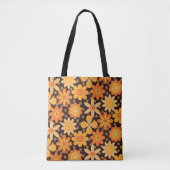 Retro 70er Groovy Gelbe und orange Blume Tasche (Vorderseite)