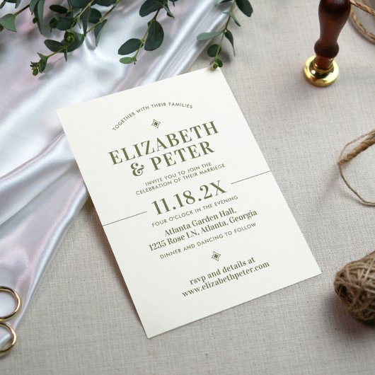 Retro 70er Groovy Green Wedding Einladung