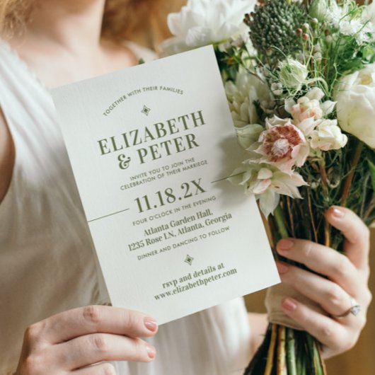 Retro 70er Groovy Green Wedding Einladung