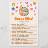 Retro 70er Groovy Guess Who! Baby Shower Game Briefpapier (Vorderseite)