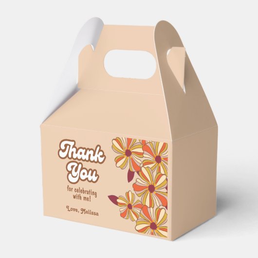 Retro 70er Groovy Hippie Blume Vielen Dank Geschenkschachtel (Vorderseite)