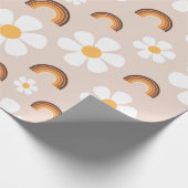 Retro 70er Groovy Hippie Daisy & Terracotta Rainbo Geschenkpapier (Ecke)
