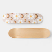 Retro 70er Groovy Hippie Daisy & Terracotta Rainbo Skateboard (Horizontal)