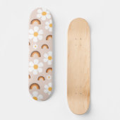 Retro 70er Groovy Hippie Daisy & Terracotta Rainbo Skateboard (Vorderseite)