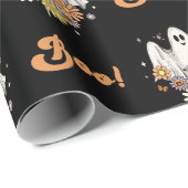 Retro 70er Groovy Hippie Ghost & Boo Halloween Spa Geschenkpapier (Rolleneckpunkt)