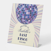 Retro 70er Groovy Letzte Disco Bachelorette Herzli Sockelschild (Vorderseite)