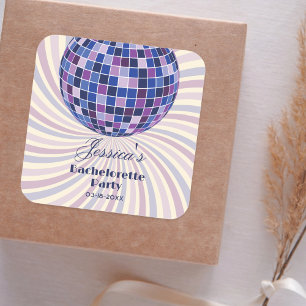 Retro 70er Groovy Letzte Disco Junggeselinnen-Absc Quadratischer Aufkleber