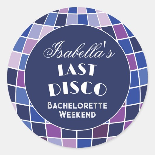Retro 70er Groovy Letzte Disco Junggeselinnen-Absc Runder Aufkleber (Vorderseite)