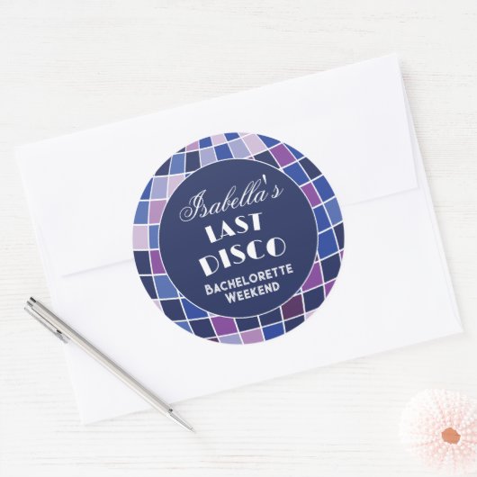 Retro 70er Groovy Letzte Disco Junggeselinnen-Absc Runder Aufkleber (Umschlag)