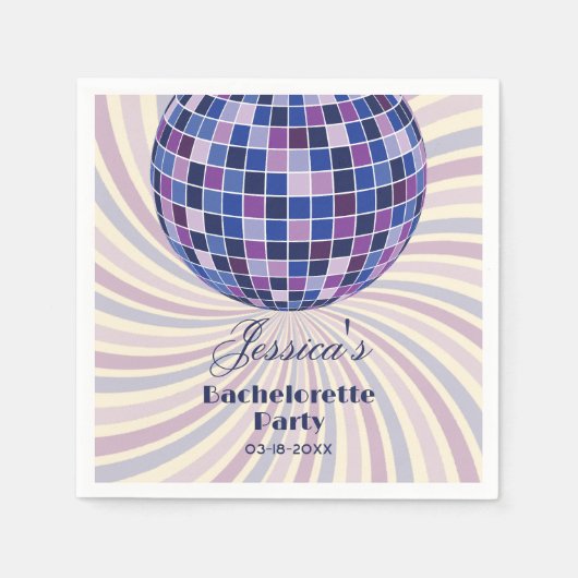 Retro 70er Groovy Letzte Disco Junggeselinnen-Absc Serviette (Vorderseite)