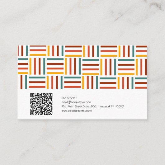 Retro 70er Groovy Line mit QR Business Card Visitenkarte (Rückseite)
