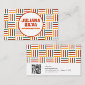 Retro 70er Groovy Line mit QR Business Card Visitenkarte (Vorne/Hinten)