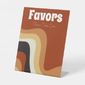 Retro 70er Groovy Orange Bohemische Gastgeschenke  Sockelschild (Vorderseite)