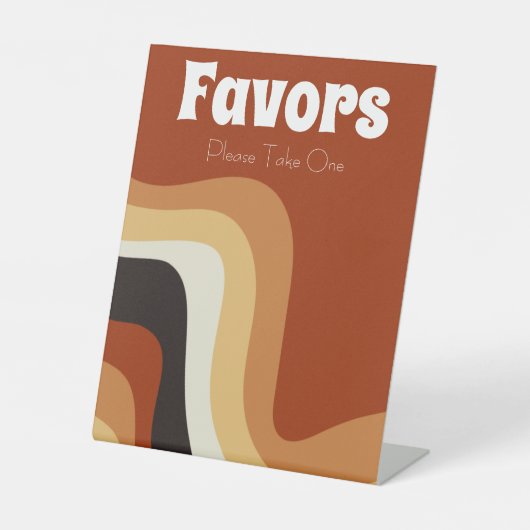 Retro 70er Groovy Orange Bohemische Gastgeschenke  Sockelschild (Vorderseite)