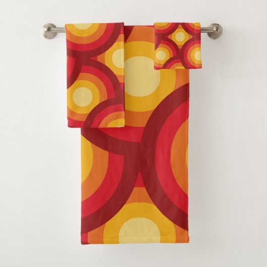 Retro 70er Groovy Overlapping Circles Muster Badhandtuch Set (Insitu)