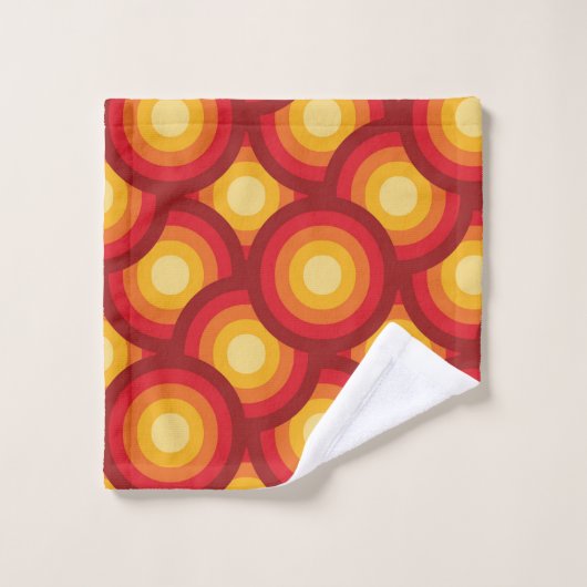 Retro 70er Groovy Overlapping Circles Muster Badhandtuch Set (Waschlappen)