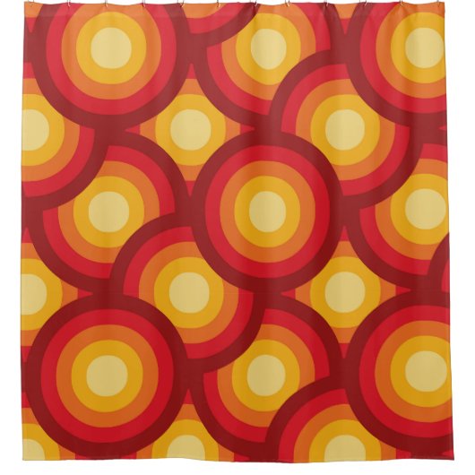 Retro 70er Groovy Overlapping Circles Muster Duschvorhang (Vorderseite)