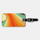 Retro 70er Groovy Streifen Monogramm Gepäckanhänger (Vorderseite horizontal)