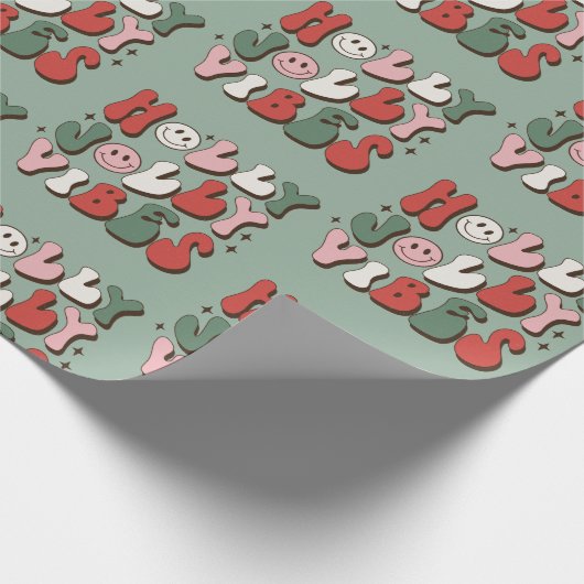 Retro 70er Groovy und Bright Santa Claus Geschenkpapier (Ecke)