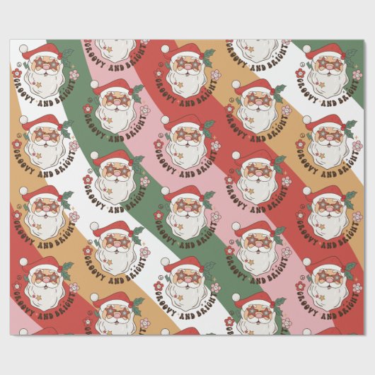 Retro 70er Groovy und Bright Santa Claus Geschenkpapier (Flach)