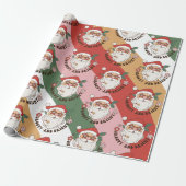 Retro 70er Groovy und Bright Santa Claus Geschenkpapier (Ungerollt)