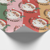 Retro 70er Groovy und Bright Santa Claus Geschenkpapier (Ecke)