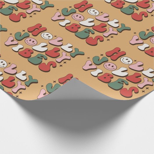 Retro 70er Groovy und Bright Santa Claus Geschenkpapier (Ecke)