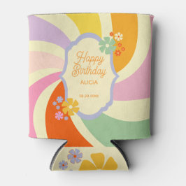 Retro 70er Groovy Wave Blume Happy Birthday Dosenkühler