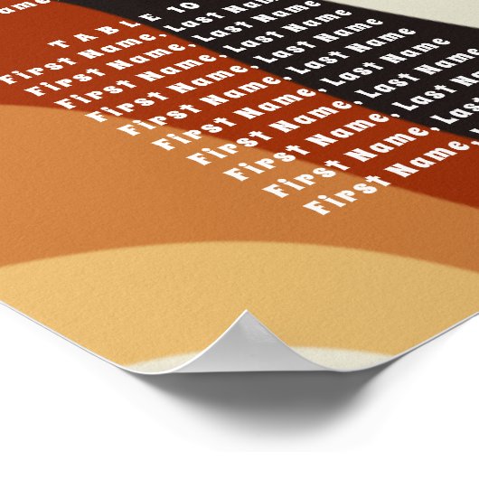 Retro 70er Groovy Wedding Bohemisch Seating Chart Poster (Ecke)