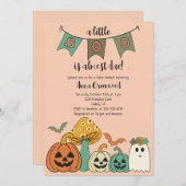 Retro 70er Halloween Baby Dusche Little Boo Invita Einladung (Vorne/Hinten)