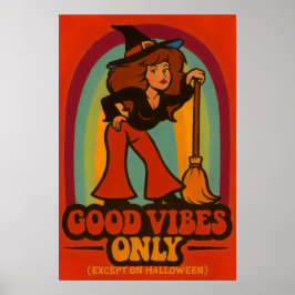 Retro 70er Halloween Hexe Poster