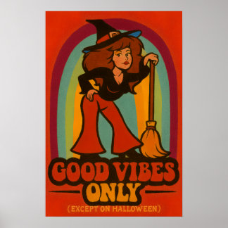 Retro 70er Halloween Hexe Poster