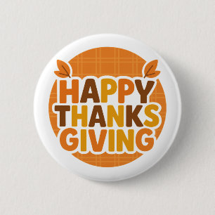Retro 70er Happy Thanksgiving Groovy Feiertag Button
