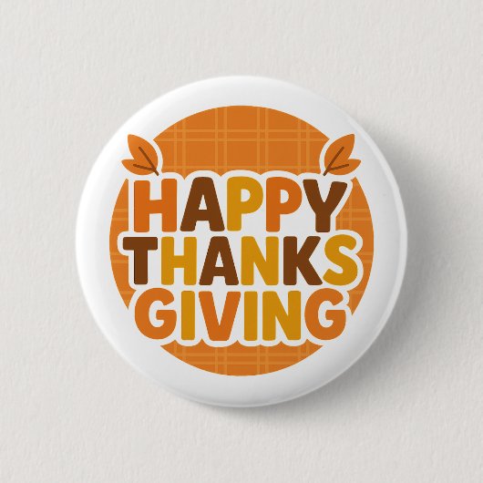 Retro 70er Happy Thanksgiving Groovy Feiertag Button (Vorderseite)