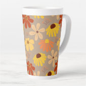 Retro 70er Herbst Niedliche Blume Latte Tasse (Rechte Ecke)